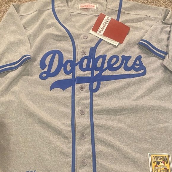 Mitchell & Ness Gray and Blue Jackie Robinson Dodgers Jersey - Picture 2 of 5